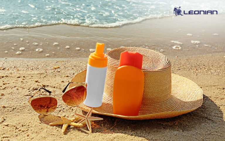 Essential UV protection products for a cloudy beach day.